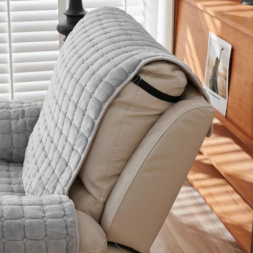 Recliner Cover Plush Grid Texture & Reinforced Arm Covers