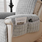 Recliner Cover Plush Grid Texture & Reinforced Arm Covers