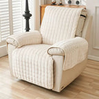 Recliner Cover Plush Grid Texture & Reinforced Arm Covers