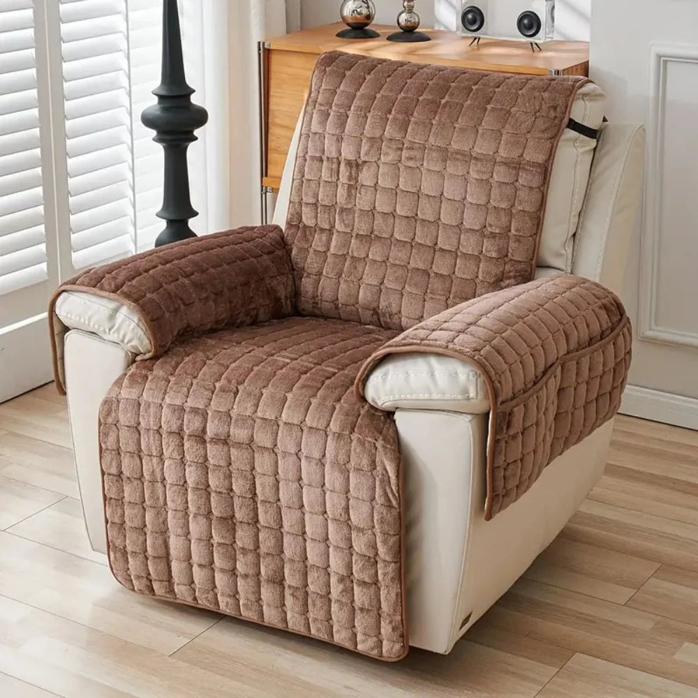 Recliner Cover Quilted Microfiber Non-Slip Backing & Side Pocket