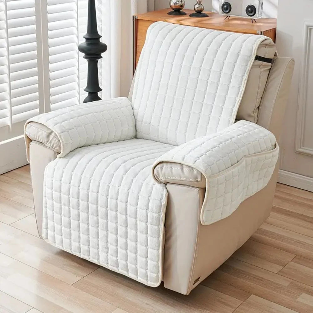 Recliner Cover Quilted Microfiber Non-Slip Backing & Side Pocket