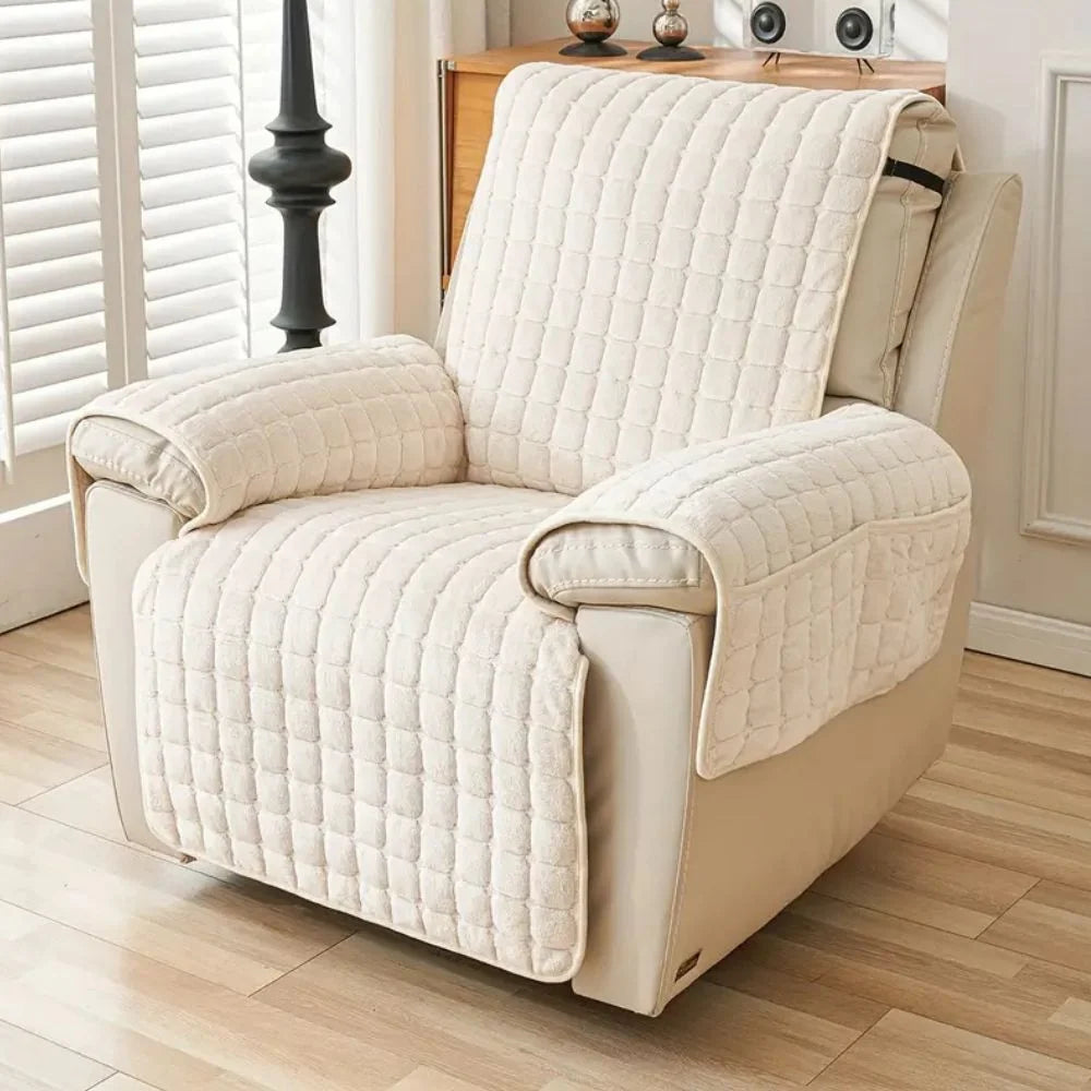 Recliner Cover Quilted Microfiber Non-Slip Backing & Side Pocket