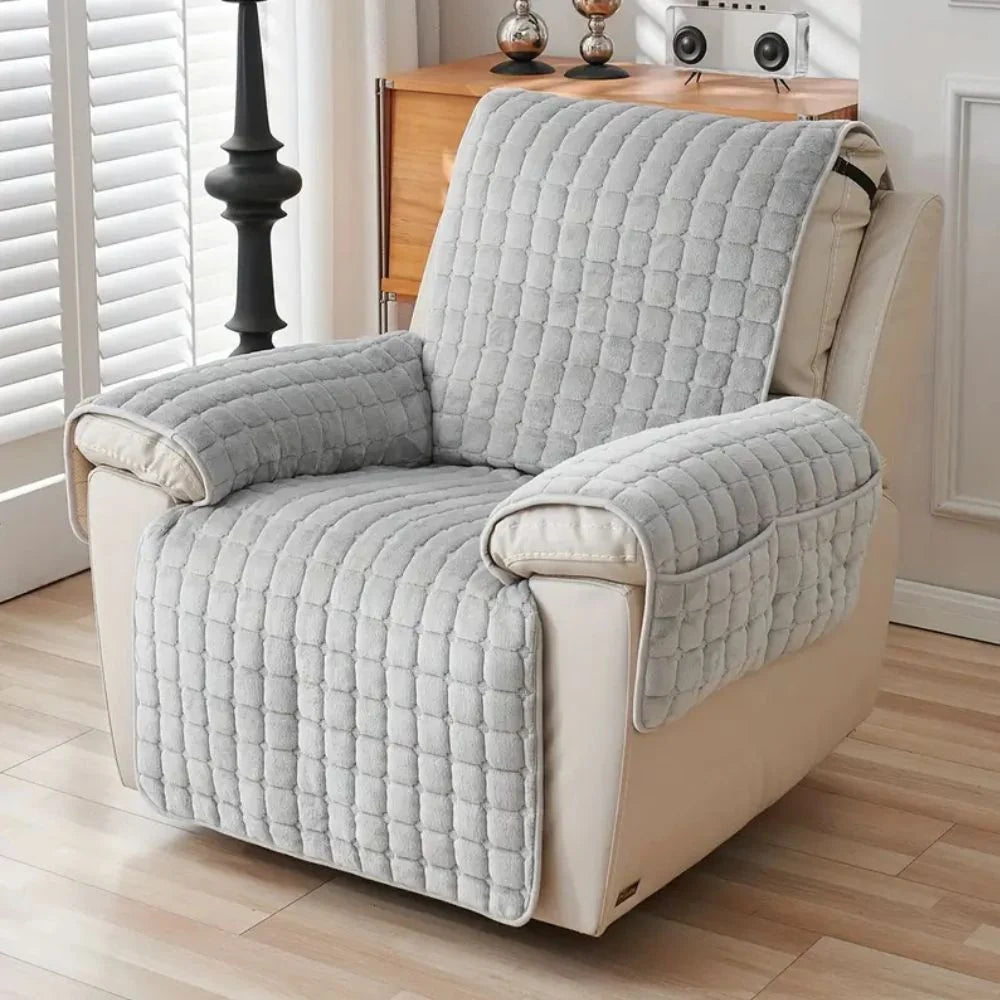 Recliner Cover Quilted Microfiber Non-Slip Backing & Side Pocket