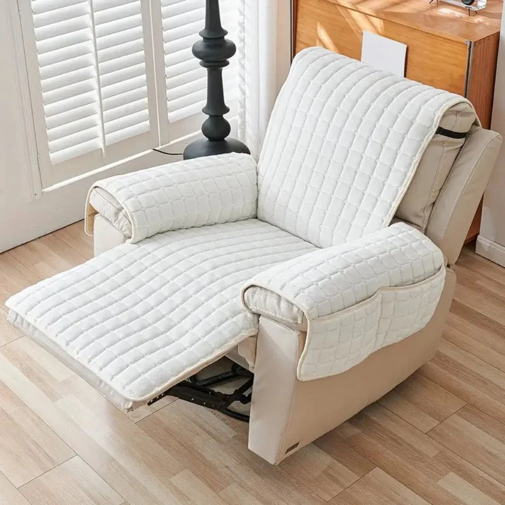 Recliner Cover Quilted Microfiber Non-Slip Backing & Side Pocket