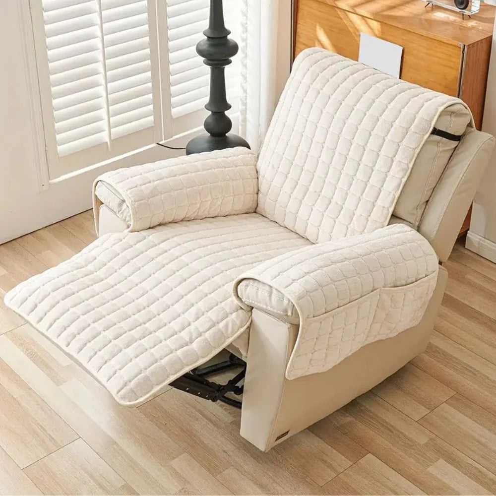 Recliner Cover Quilted Microfiber Non-Slip Backing & Side Pocket