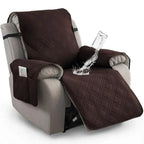 Recliner Cover Quilted Microfiber Waterproof Anti-Slip Side Pocket