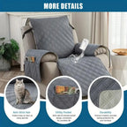 Recliner Cover Quilted Microfiber Waterproof Anti-Slip Side Pocket