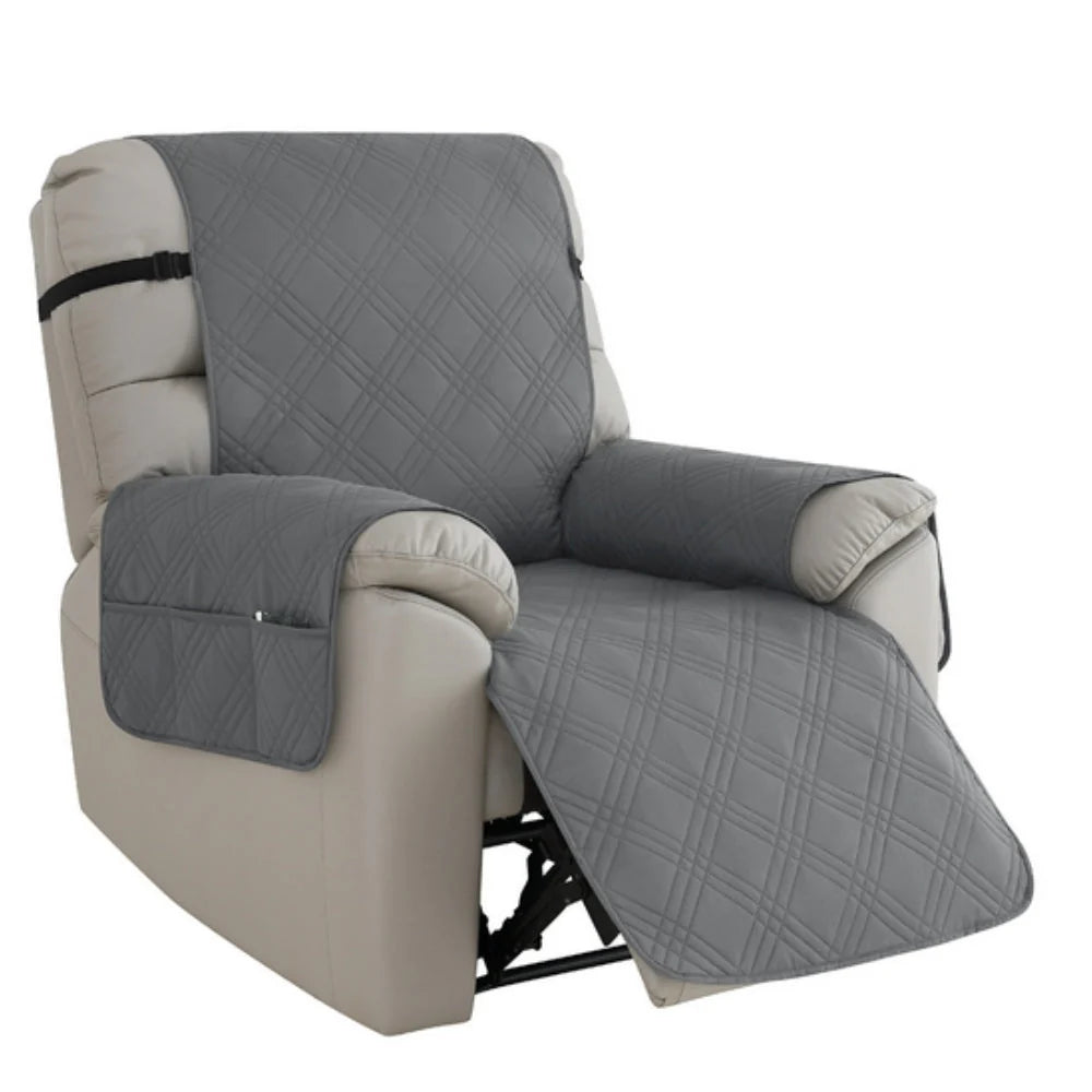 Recliner Cover Quilted Microfiber Waterproof Anti-Slip Side Pocket