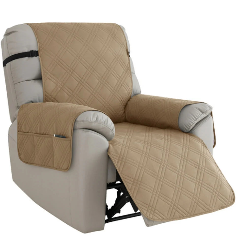 Recliner Cover Quilted Microfiber Waterproof Anti-Slip Side Pocket