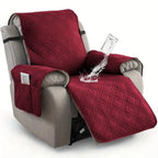 Recliner Cover Quilted Microfiber Waterproof Anti-Slip Side Pocket
