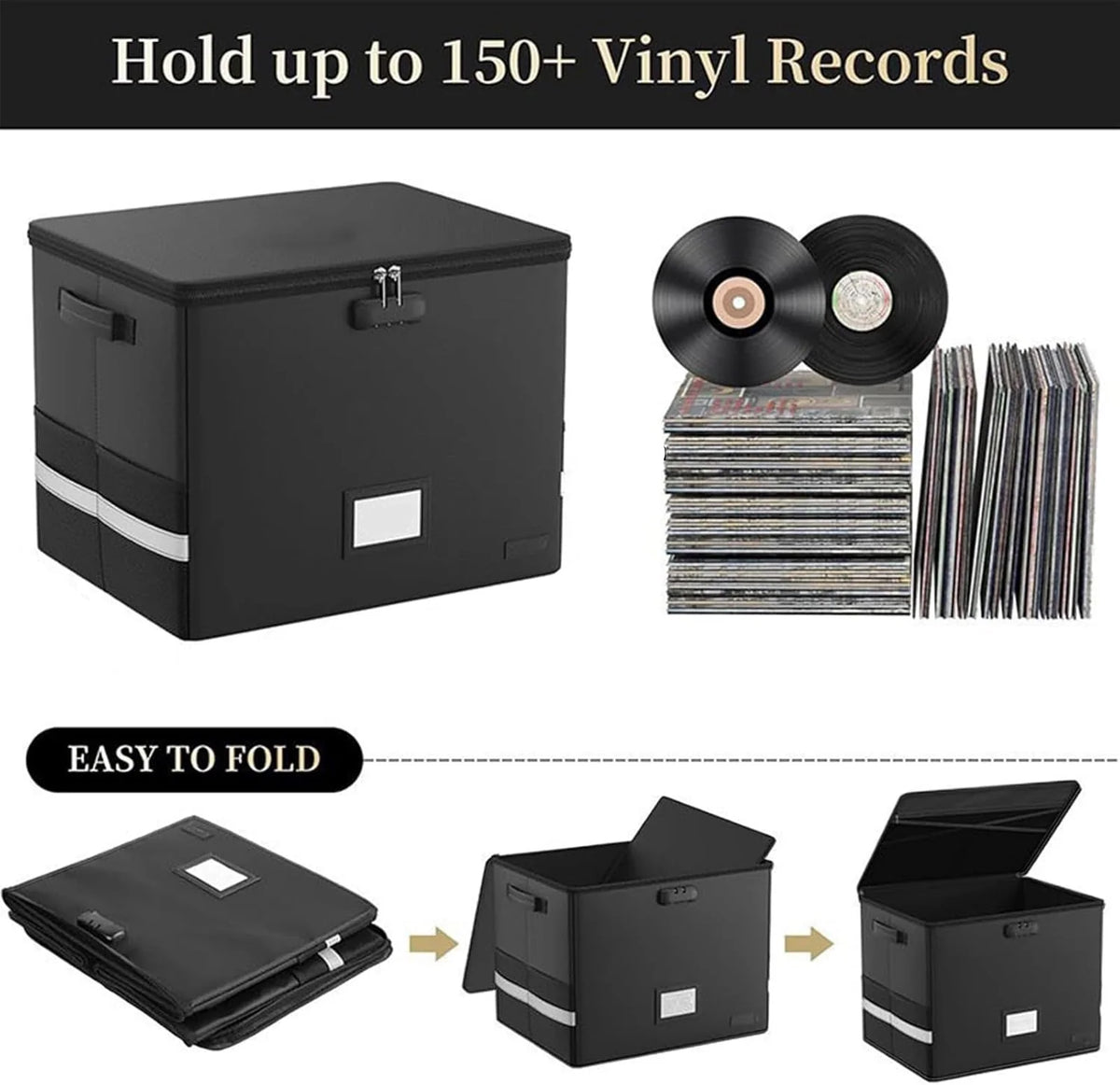 Record Storage Case Fireproof & Waterproof Holds 150 Records