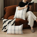 Rectangular Cushion Cover Checkered Woven Cotton Blend & Hidden Zipper