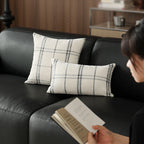 Rectangular Cushion Cover Checkered Woven Cotton Blend & Hidden Zipper