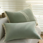 Rectangular Cushion Cover Cotton-Linen Fringed Edge & Invisible Zipper