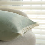Rectangular Cushion Cover Cotton-Linen Fringed Edge & Invisible Zipper