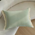 Rectangular Cushion Cover Cotton-Linen Fringed Edge & Invisible Zipper