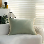 Rectangular Cushion Cover Cotton-Linen Fringed Edge & Invisible Zipper