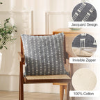 Rectangular Cushion Cover Embroidered Geometric Cotton Blend & Concealed Zipper