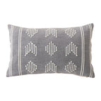 Rectangular Cushion Cover Embroidered Geometric Cotton Blend & Concealed Zipper