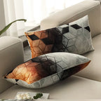 Rectangular Cushion Cover Geometric Microfiber Concealed Zipper