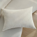 Rectangular Cushion Cover Microvelour & Fine Ribbed 20x28 In