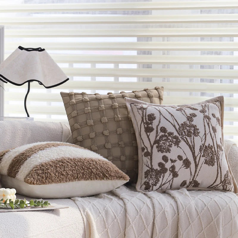 Rectangular Cushion Cover Teddy Fleece & Striped Sherpa