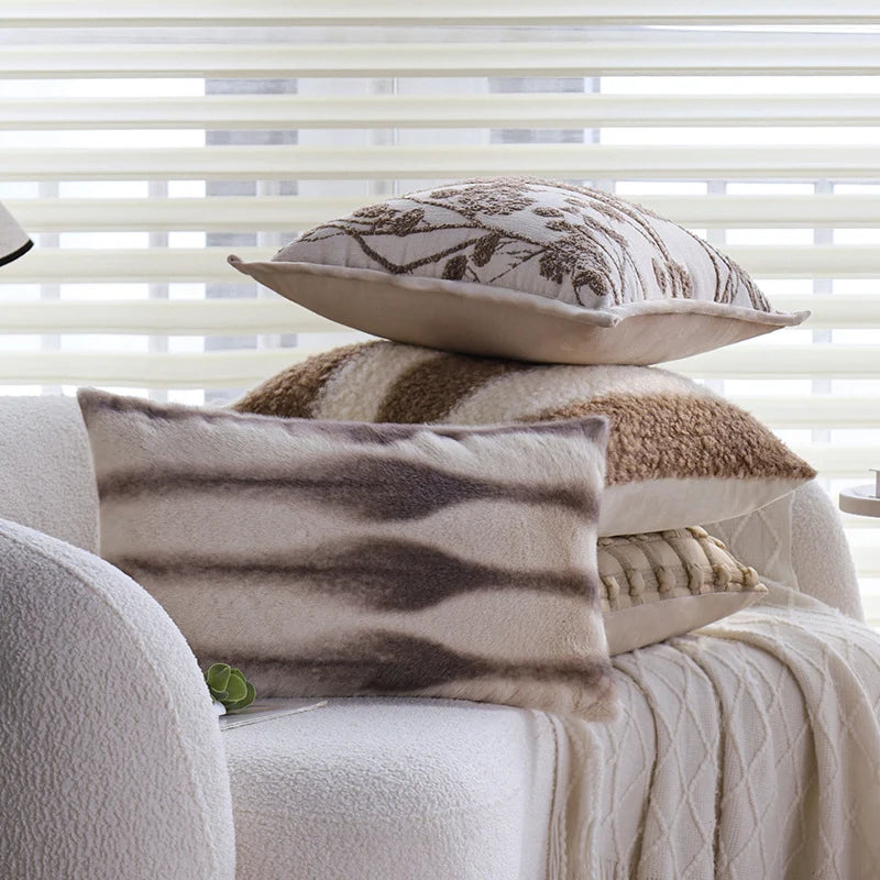 Rectangular Cushion Cover Teddy Fleece & Striped Sherpa