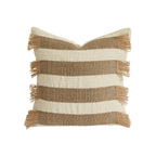 Rectangular Cushion Cover Woven Stripes Fringe Concealed Zipper