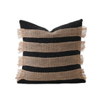 Rectangular Cushion Cover Woven Stripes Fringe Concealed Zipper