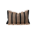 Rectangular Cushion Cover Woven Stripes Fringe Concealed Zipper