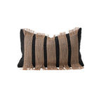 Rectangular Cushion Cover Woven Stripes Fringe Concealed Zipper