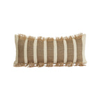 Rectangular Cushion Cover Woven Stripes Fringe Concealed Zipper