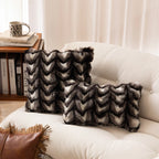 Rectangular Decorative Pillow Faux Fur Chevron Polyester Filled
