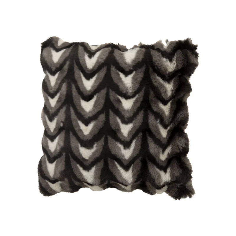 Rectangular Decorative Pillow Faux Fur Chevron Polyester Filled