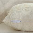 Rectangular Lumbar Cushion Cover Gathered Pleat Velvety Polyester Concealed Zipper