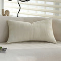 Rectangular Lumbar Cushion Cover Gathered Pleat Velvety Polyester Concealed Zipper