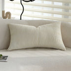 Rectangular Lumbar Cushion Cover Gathered Pleat Velvety Polyester Concealed Zipper