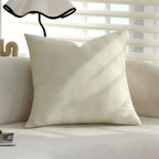 Rectangular Lumbar Cushion Cover Gathered Pleat Velvety Polyester Concealed Zipper