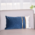 Rectangular Lumbar Cushion Cover Velvet Blend Double Gold Bands
