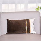 Rectangular Lumbar Cushion Cover Velvet Blend Double Gold Bands