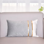 Rectangular Lumbar Cushion Cover Velvet Blend Double Gold Bands