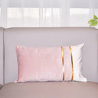 Rectangular Lumbar Cushion Cover Velvet Blend Double Gold Bands