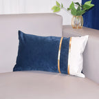 Rectangular Lumbar Cushion Cover Velvet Blend Double Gold Bands