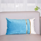 Rectangular Lumbar Cushion Cover Velvet Blend Double Gold Bands