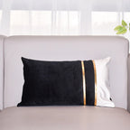 Rectangular Lumbar Cushion Cover Velvet Blend Double Gold Bands