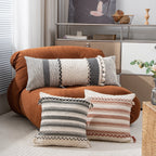 Rectangular Lumbar Pillow Woven Texture Braided Bands & Tassels