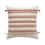 Rectangular Lumbar Pillow Woven Texture Braided Bands & Tassels