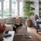 Rectangular Lumbar Pillow Woven Texture Braided Bands & Tassels