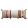 Rectangular Lumbar Pillow Woven Texture Braided Bands & Tassels