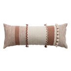 Rectangular Lumbar Pillow Woven Texture Braided Bands & Tassels